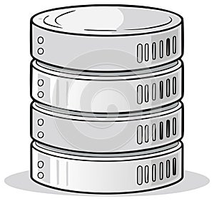 Illustration of a Stack of Data Servers Representing Network Information Storage