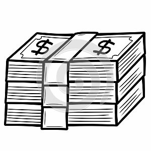 Illustration of stacks of money isolated