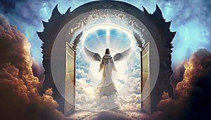 illustration stairs to heaven with angel suitable as background