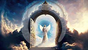 illustration stairs to heaven with angel suitable as background