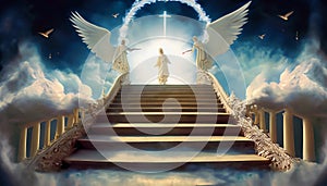 illustration stairs to heaven with angel suitable as background