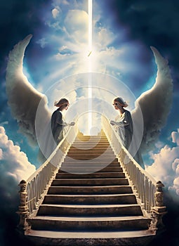 illustration stairs to heaven with angel suitable as background