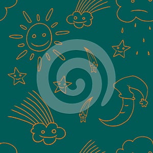 Illustration of star, sun, cloud, moon. Vector3