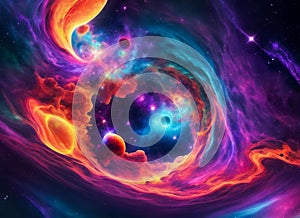 Illustration of stars and space nebula in the universe wallpaper design