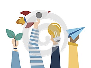 Illustration of startup and creative ideas concept