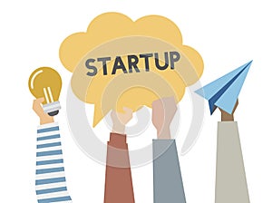 Illustration of startup and creative ideas concept