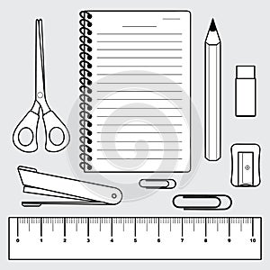 Illustration of stationery set, office supplies