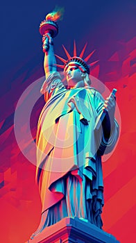 Illustration of Statue of Liberty, New York, Generative AI