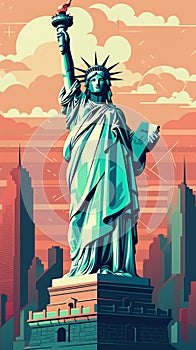 Illustration of Statue of Liberty, New York, Generative AI