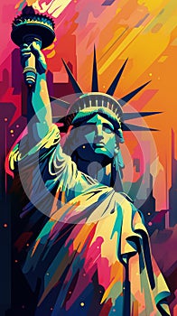 Illustration of Statue of Liberty, New York, Generative AI