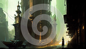 Illustration of Steampunk City