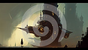 Illustration of Steampunk City