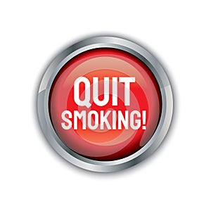 Illustration of a stop smoking button. Smoking damages health and life becomes wasteful. Cigarettes damage the heart. No Smoking.