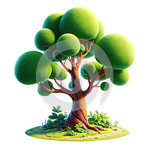 illustration of a strange tree isolated on a white background, PNG, generative AI