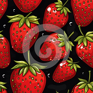 An illustration of strawberries in a randomly repeating tile pattern.