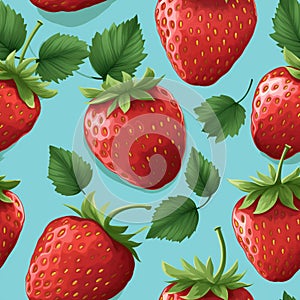 An illustration of strawberries in a randomly repeating tile pattern.