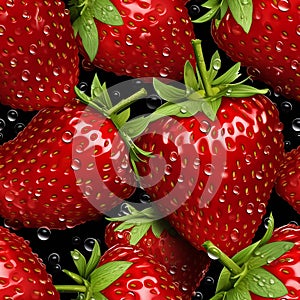 An illustration of strawberries in a randomly repeating tile pattern.