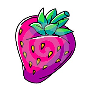 Illustration of strawberry. Colorful cute cartoon icon.