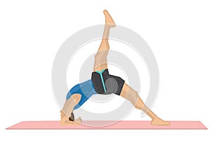 Illustration of a strong man practicing yoga with a invert staff photo
