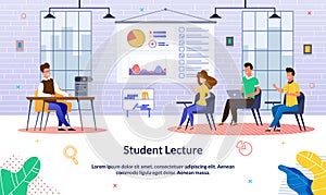 Illustration Student Lecture at University, Flat photo