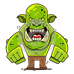 An illustration of a stylised troll or other monster face emoji