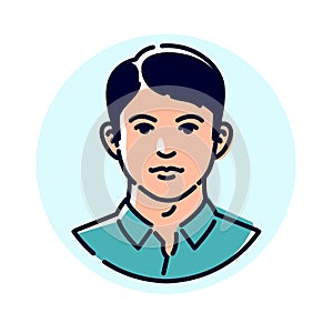Illustration of a stylish young man. Vector. Avatar of a man for profile. Mascot for companies. The image of a client for a mens h