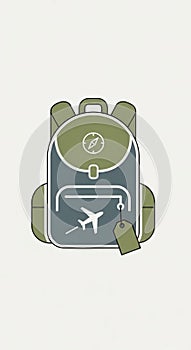 Illustration of a stylized backpack with a minimalist design. The backpack is