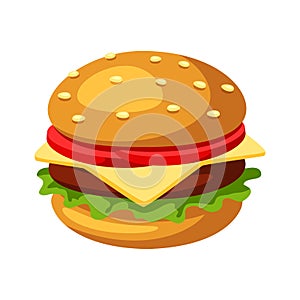 Illustration of stylized hamburger or cheeseburger.