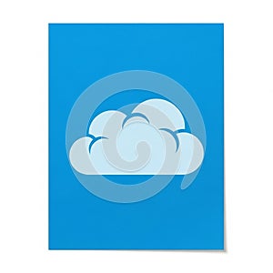 Illustration of a stylized white cloud on a bright blue background