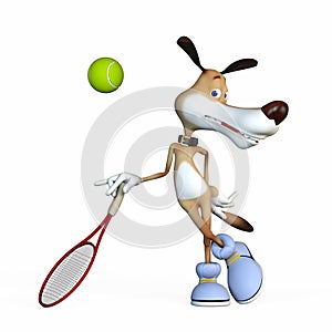 Illustration on a subject a dog the tennis player.