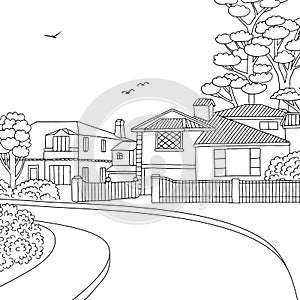 Illustration of a suburban neighbourhood