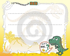 Frame border of dinosaur cartoon illustration for kids party invitation card template
