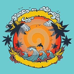 Illustration of summer vector composition