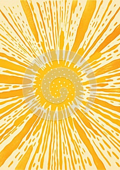 Illustration summer yellow light bright abstract background design sun ray orange burst retro