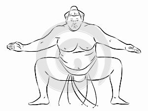 Illustration of sumo wrestler, vector draw