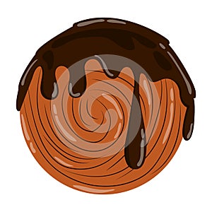 Illustration of The Supreme Croissant with chocolate filling. Cromboloni with melted chocolate