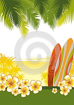 Illustration with surfboards