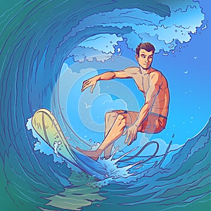 illustration of a surfer