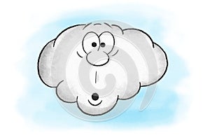 illustration of surprised cartoon cloud