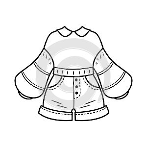 Illustration of sweatshirt and shorts outline for coloring page