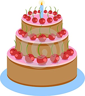 Illustration of Sweet Chocolate Birthday Cake