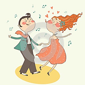 Illustration of swing dancing couple