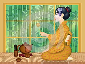 Illustration of tea ceremony