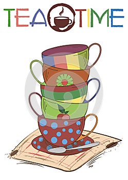 Illustration of tea cups that are put into each other
