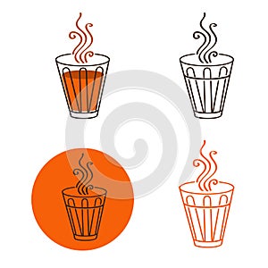 Tea Glass Logo or Emblem Set