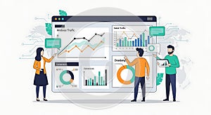 Data Analytics Team Analyzing Business Growth Charts Graphs