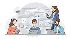 Team Analyzing Data and Charts