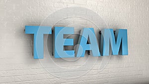 illustration of TEAM word on the wall, business concept