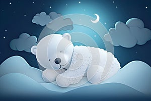 Illustration of a teddy bear sleeping on a cloud, Generative AI 1