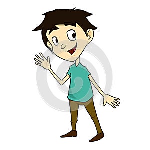 Illustration of teenage boy say hello photo